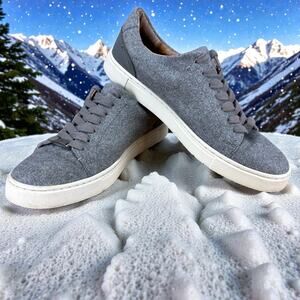 Frye Ivy Low Lace Sneakers Women's 8 Grey Wool Leather Classic Minimalist Shoe